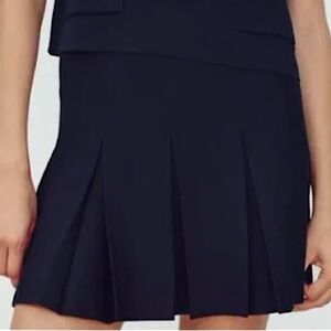 NWT ZARA Box Pleated Navy Mini Skirt